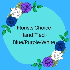 Blue, White and Purple Hand Tied Bouquet