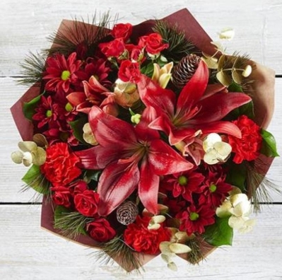 Florists Choice Christmas Hand Tied Bouquet