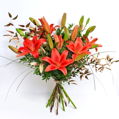Festive Red Lily Bouquet