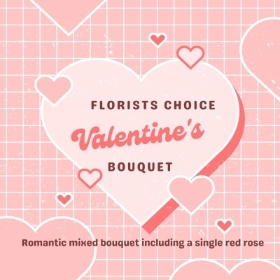 Romantic Florists Choice Bouquet (including a single red rose)