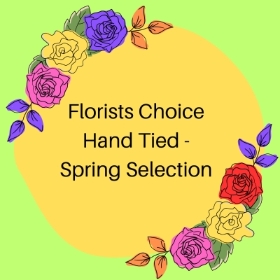 Spring florists choice hand tied bouquet