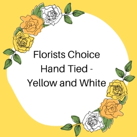 Yellow and white florist choice hand tied bouquet