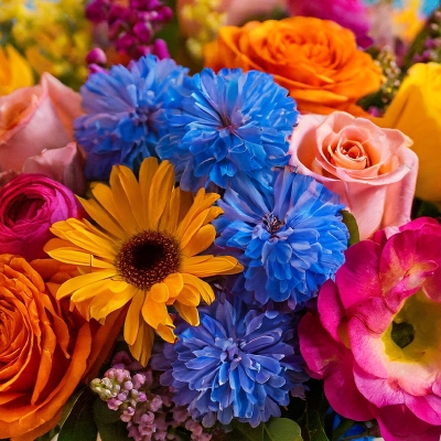 Bright florists choice hand tied bouquet