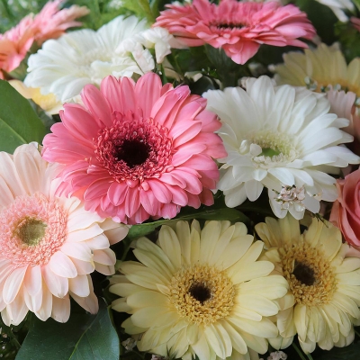 Pastel florists choice hand tied bouquet