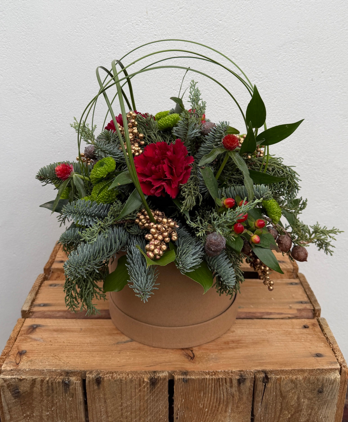 Festive Red & Gold Hat Box