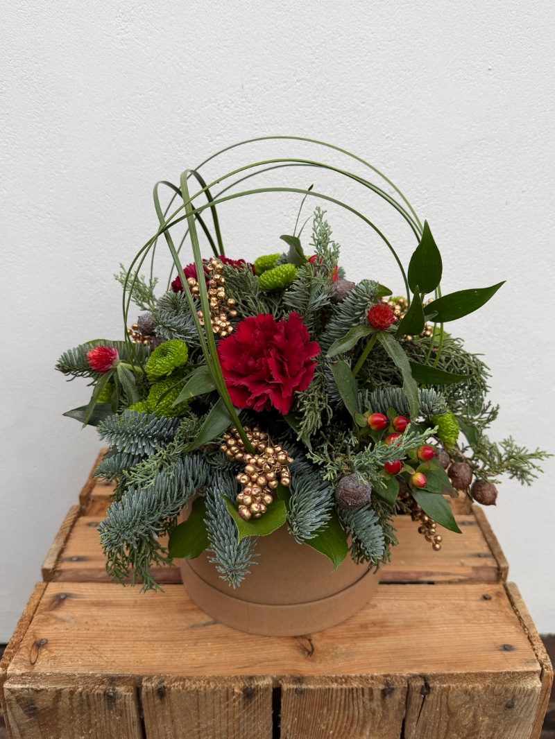 Festive Red & Gold Hat Box