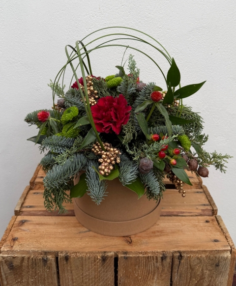 Festive Red & Gold Hat Box